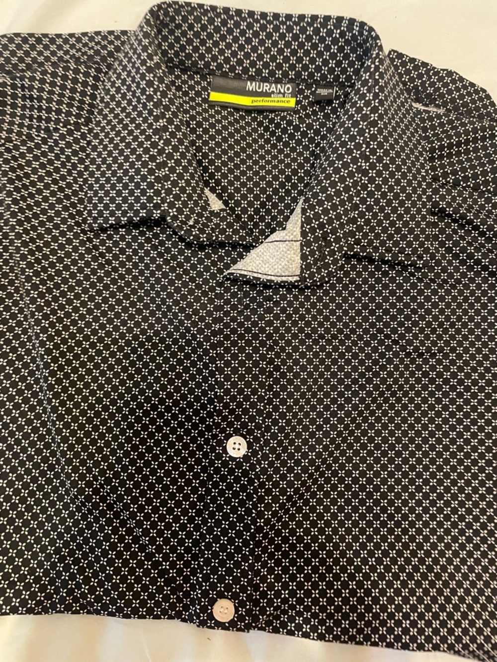 Murano Black Shirt with White Micro Geometric Pattern